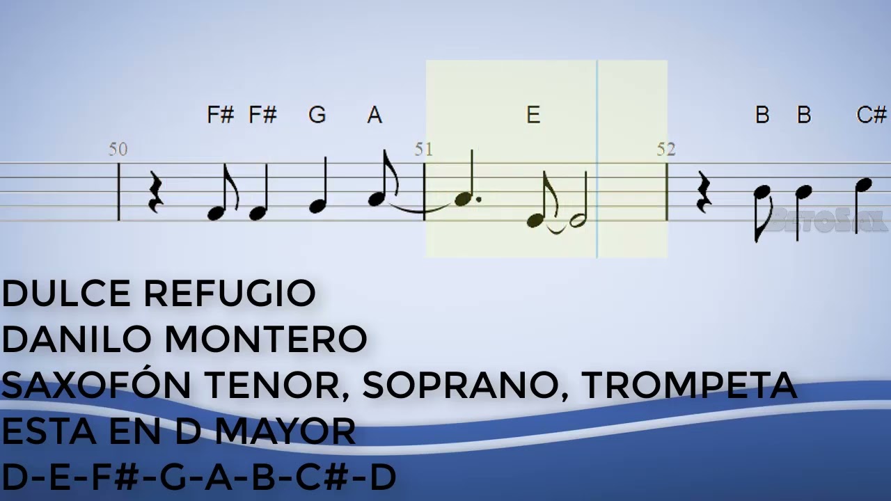 Dulce Refugio, Danilo Montero, Sax Tenor, Soprano, Trompeta, Partitura, Cifrado, Notas, Tutorial