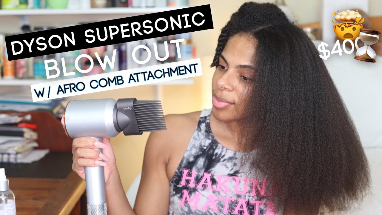 Dyson Supersonic Dryer w/ Comb Attachment on THICK Dense Type 4 Natural Hair | 30 Minute Blow Out? 🤯