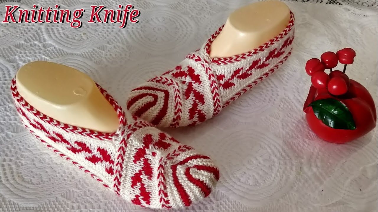 महिलाओं के लिए बूट बुनाई, How to Knit Ladies Comfy Boots/ Candy Cane Pattern/ Part 2/2.