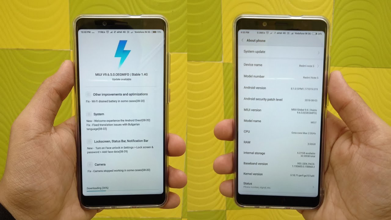 Redmi note 5 got the official oreo update android 8.1 with MIUI 9.6.5