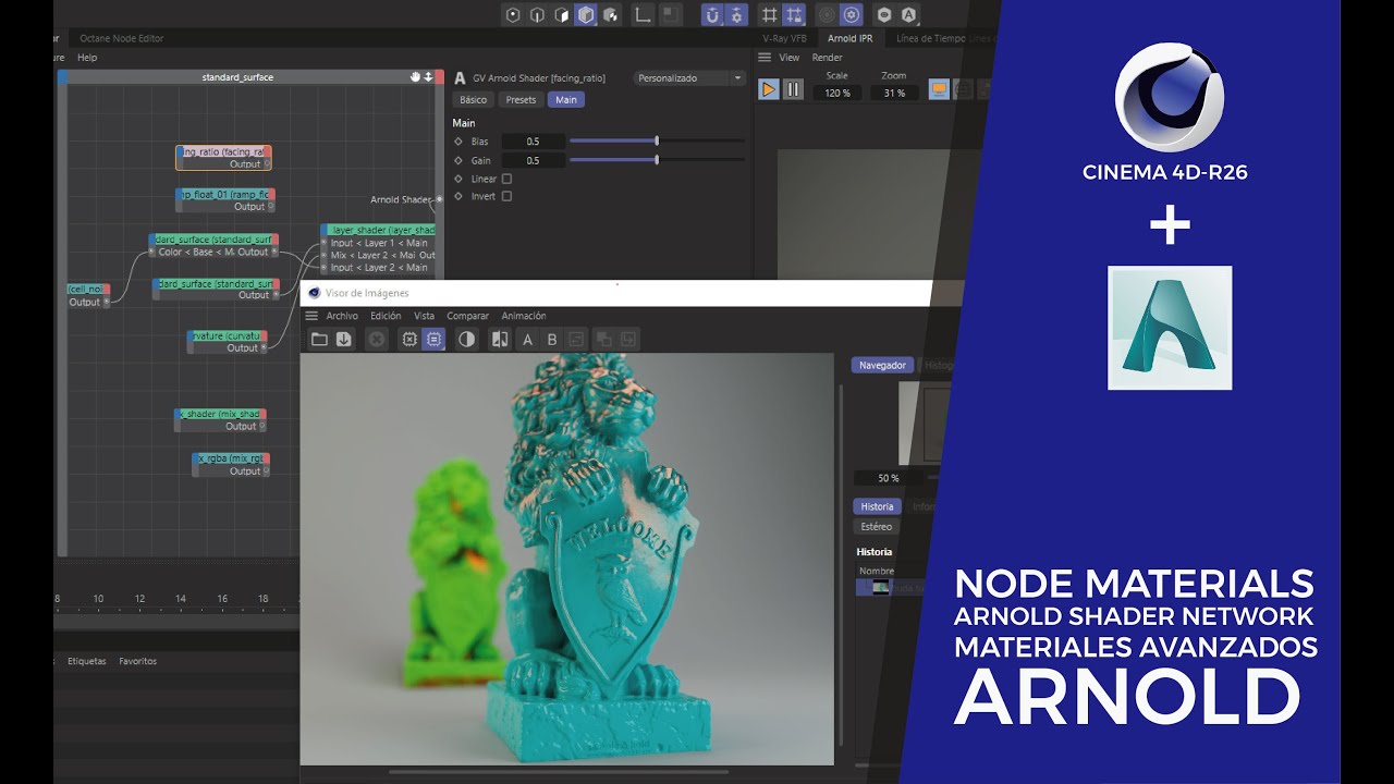 ARNOLD RENDER SHADER NETWORK - NODE MATERIAL  -  CINEMA 4D TUTORIAL