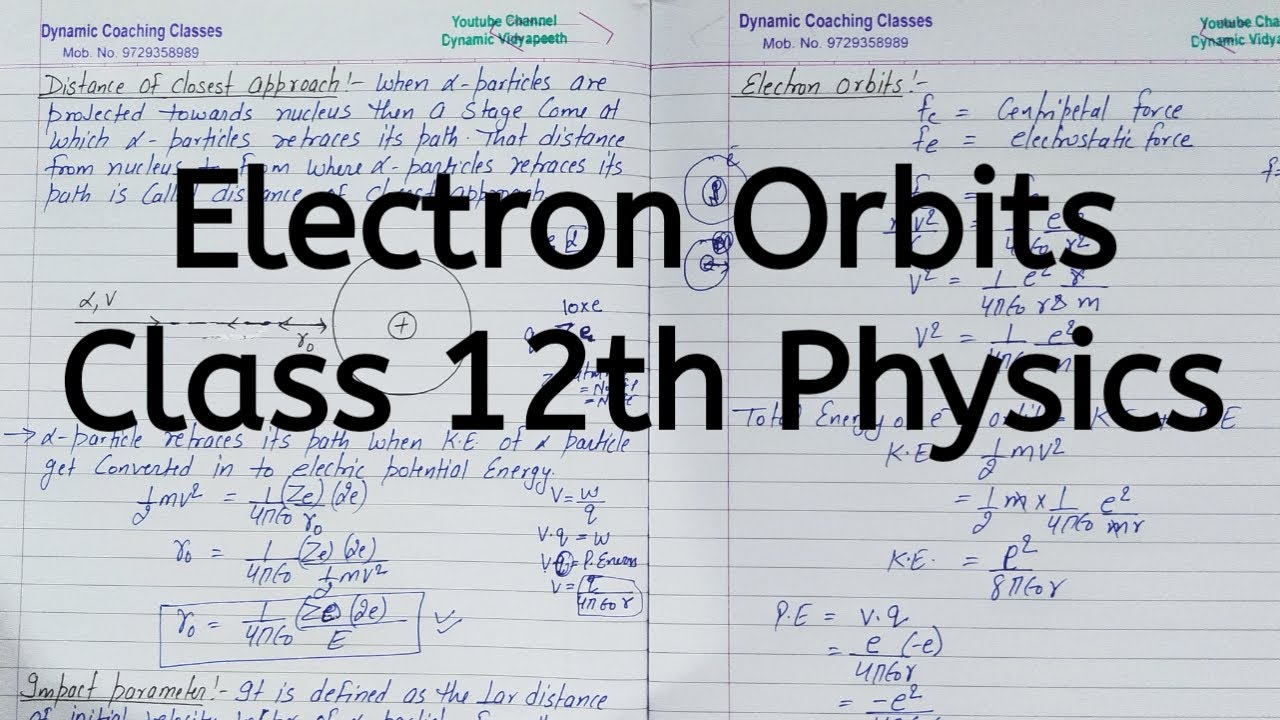 Electron Orbits, Chapter 12, Atoms, Class 12 Physics