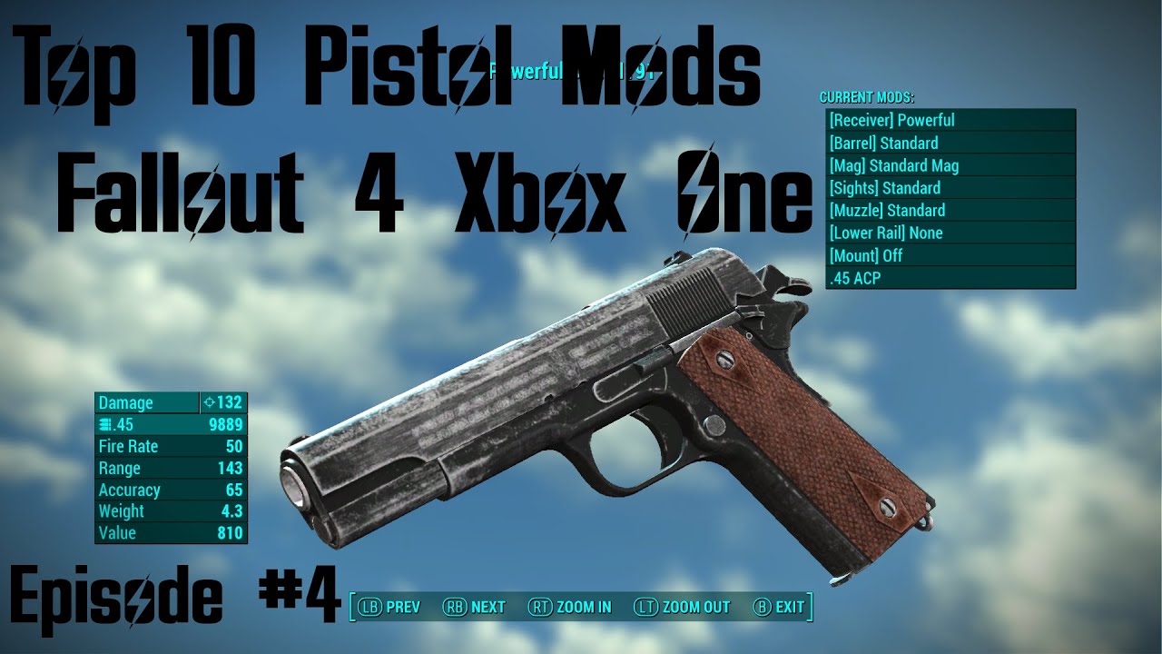 Top 10 Pistol Mods Fallout 4 Xbox One (XB1) Episode #5 #Fallout4 #Fallout4Mods #Fallout4Top10