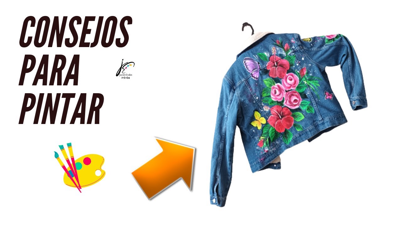 como pintar chaqueta de jean, mezclilla con rosas