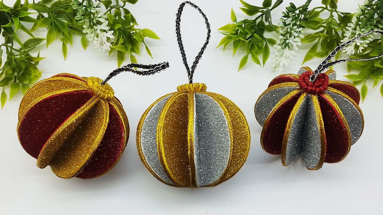 Christmas Ornaments with Glitter Balls🌲DIY Christmas Decorations⛄Christmas Ornaments Glitter Foam