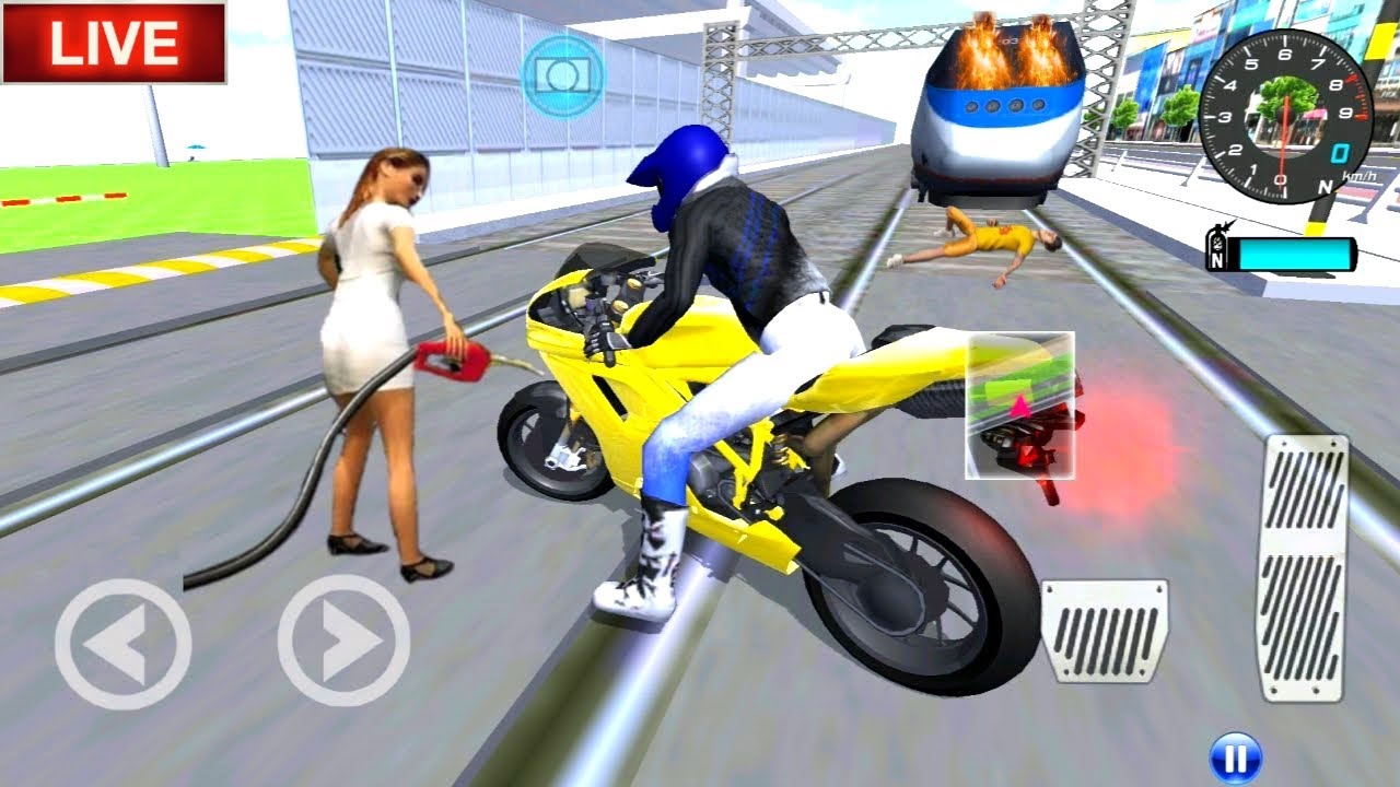 🔆💹Live🔴New Power Suv Mercedes bullet Train vs motor bike Gas station #3D Driving Class Simulation