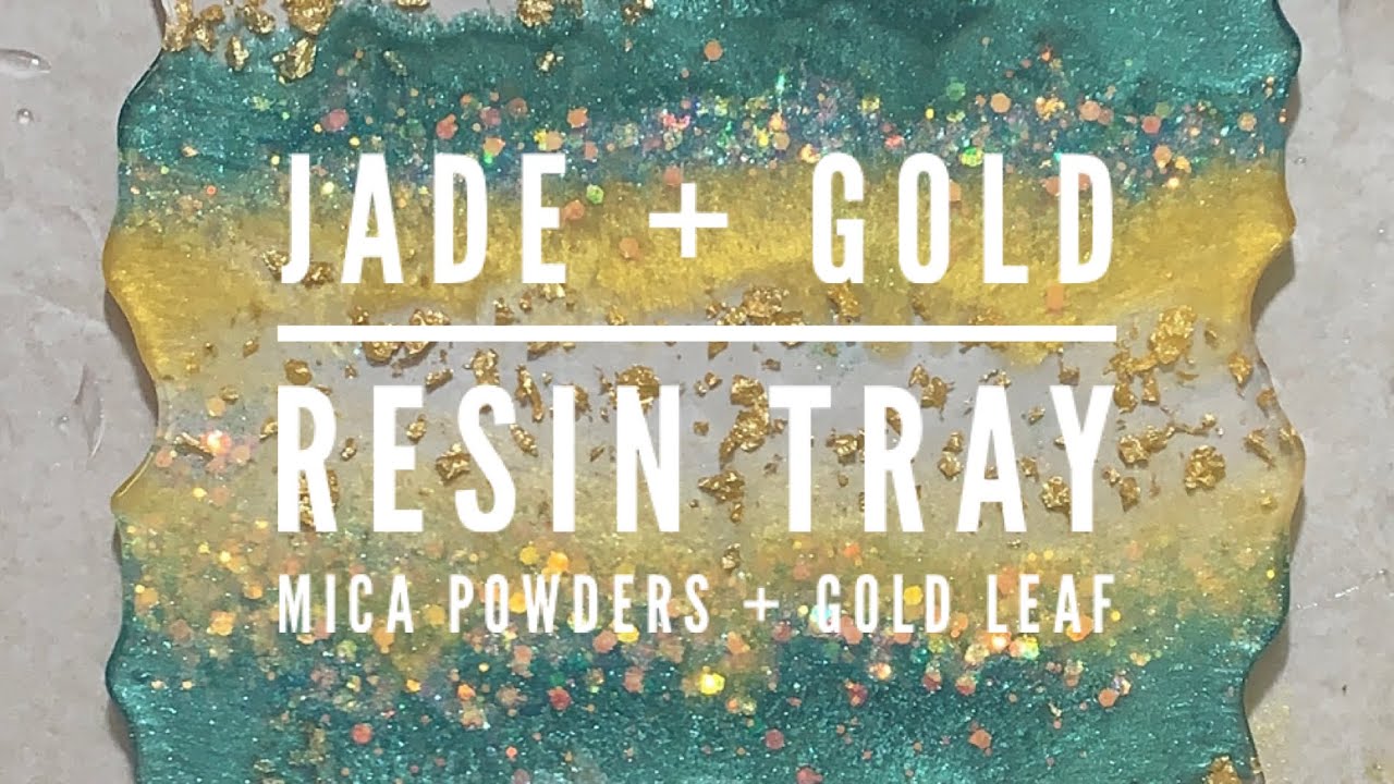 Jade + Gold Leaf Tray Resin Pour with Custom Handles