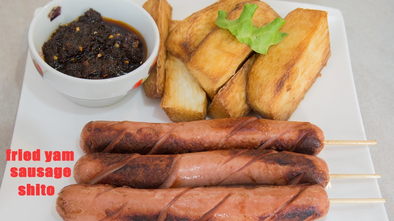 SIMPLE WAY to Fry yam with Sausage and shito. || The Ghanaian style ||