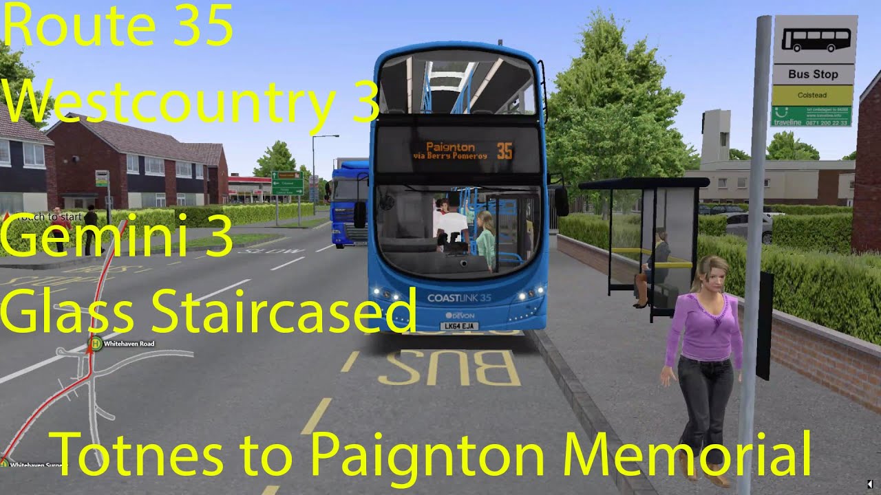 OMSI 2 - Westcountry 3 Route 35, Totnes to Paignton Memorial (Gemini 3 Glass Staircased)
