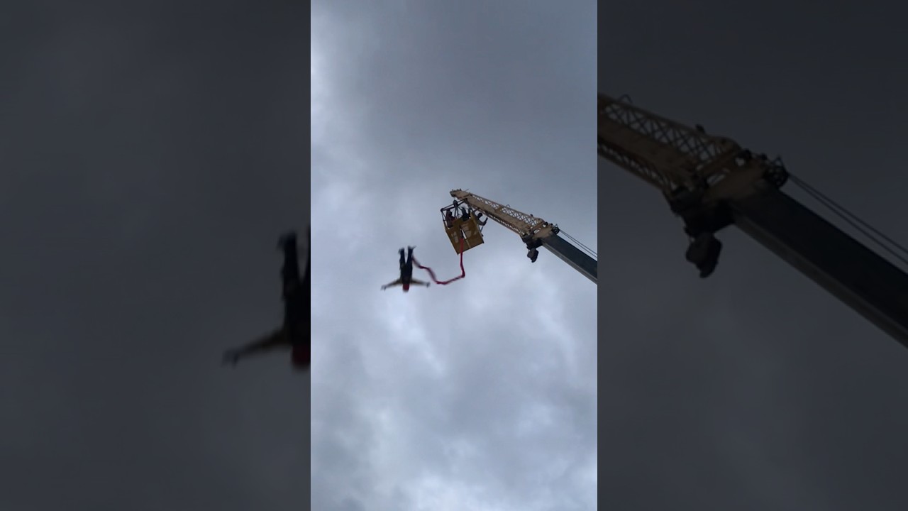 Bungee jumping from a crane #bungee #adrenaline #extreme #adventure #explore #jump #crane