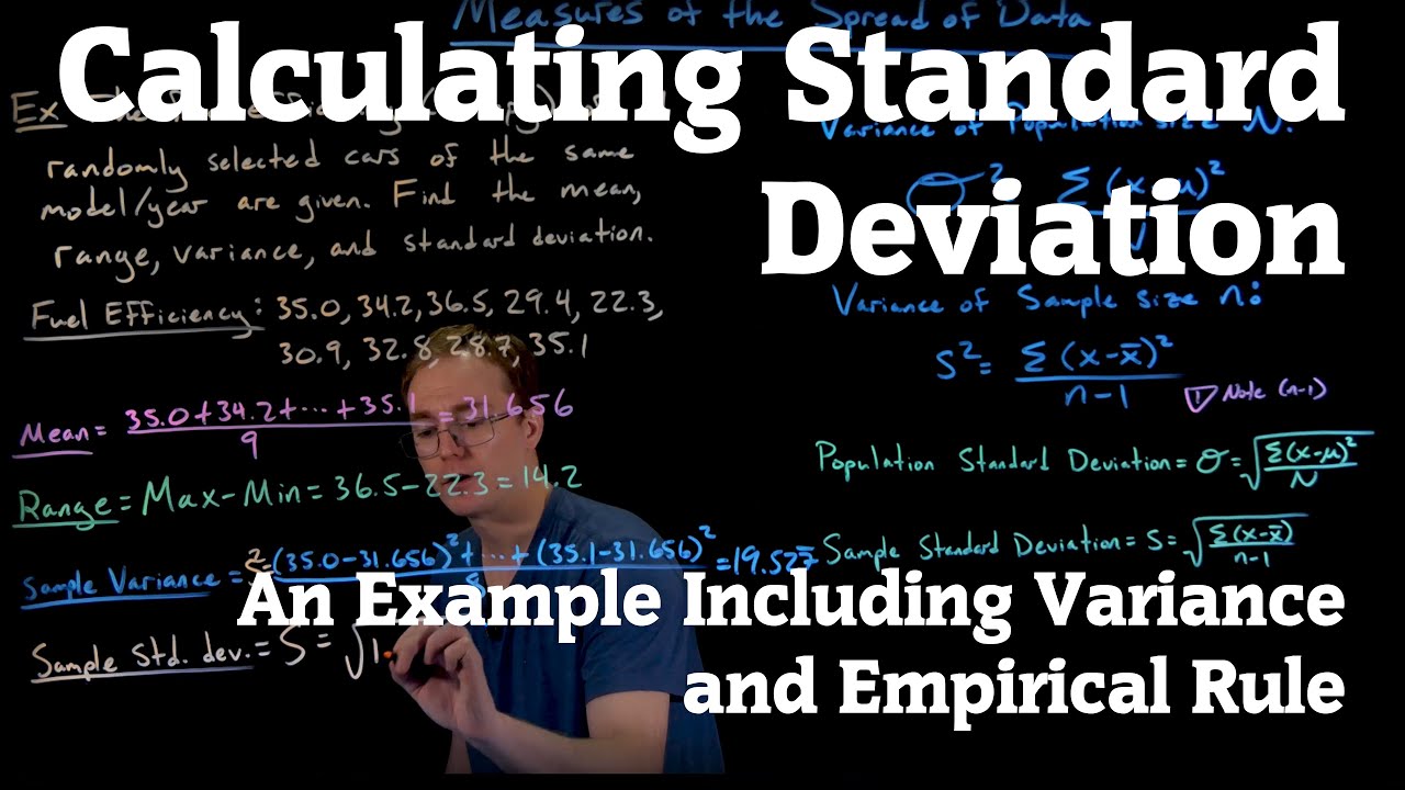Calculating Standard Deviation Example (4K Lightboard Math Lecture)