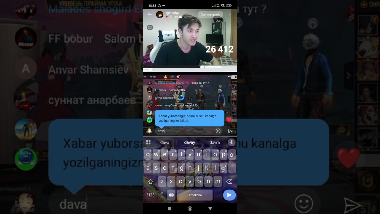 Inosh va otam FF janjal😨