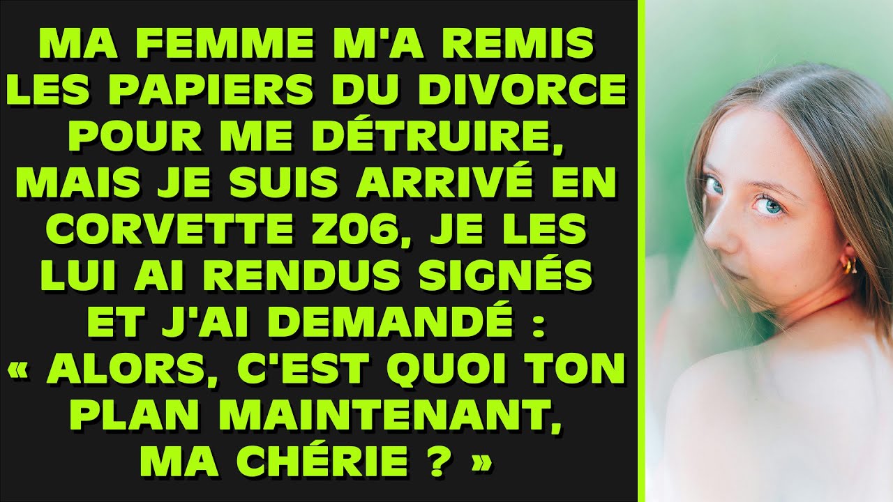Ma femme m'a remis les papiers du divorce pour me détruire, mais je suis arrivé en Corvette Z06.