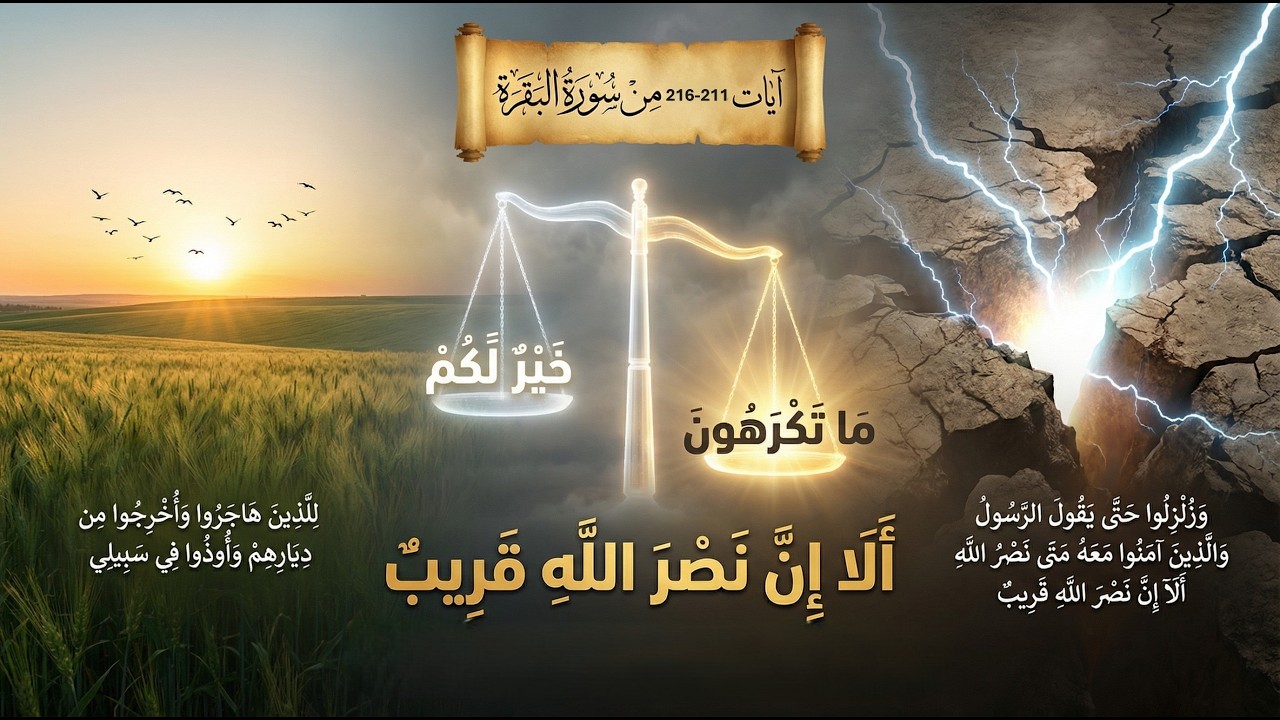 سُنن النصرِ وموازينُ الحق: مِن زلزالِ الابتلاءِ إلى بَشائرِ الرَّحمة | تدبر سورة البقرة (211-216)