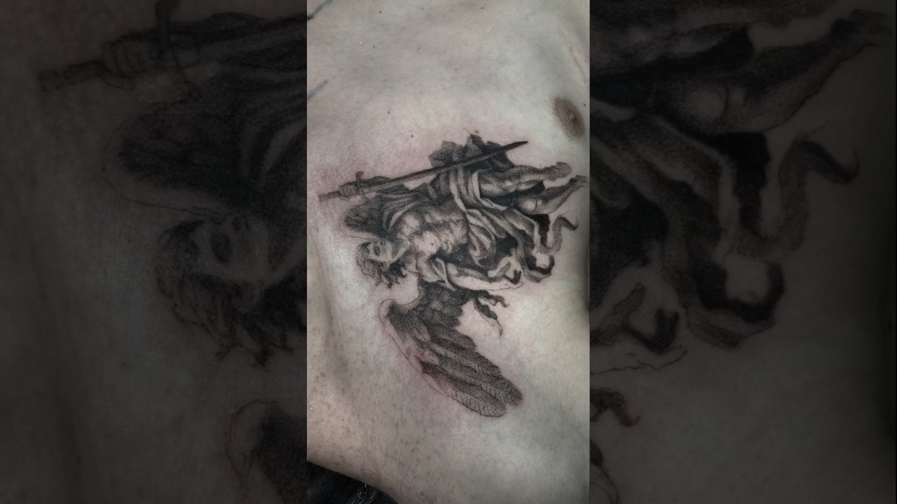 #tattooprocess #tattoo #tattooink #blacktattoo #angel #tattooartist #tattoolover #realistic