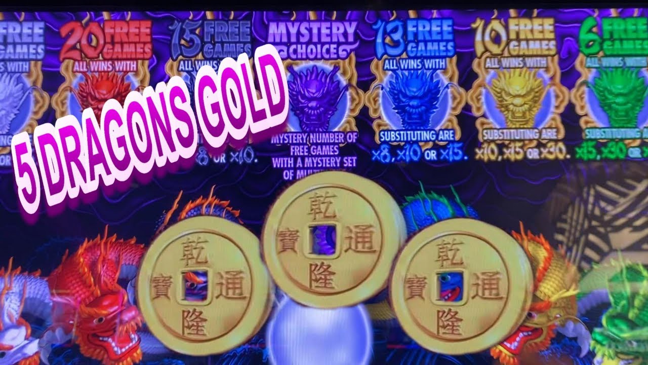 ★ARE YOU MAD ON ME ?★5 DRAGONS GOLD Slot (Aristocrat) $5.00 Bet Slot Play☆$175 Slot Free Play ☆栗スロ