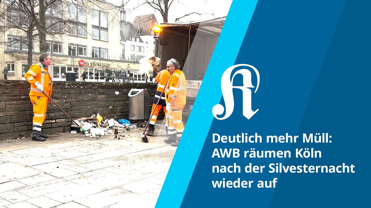 Deutlich mehr Müll als im vergangenen Jahr: AWB räumen Köln nach der Silvesternacht wieder auf