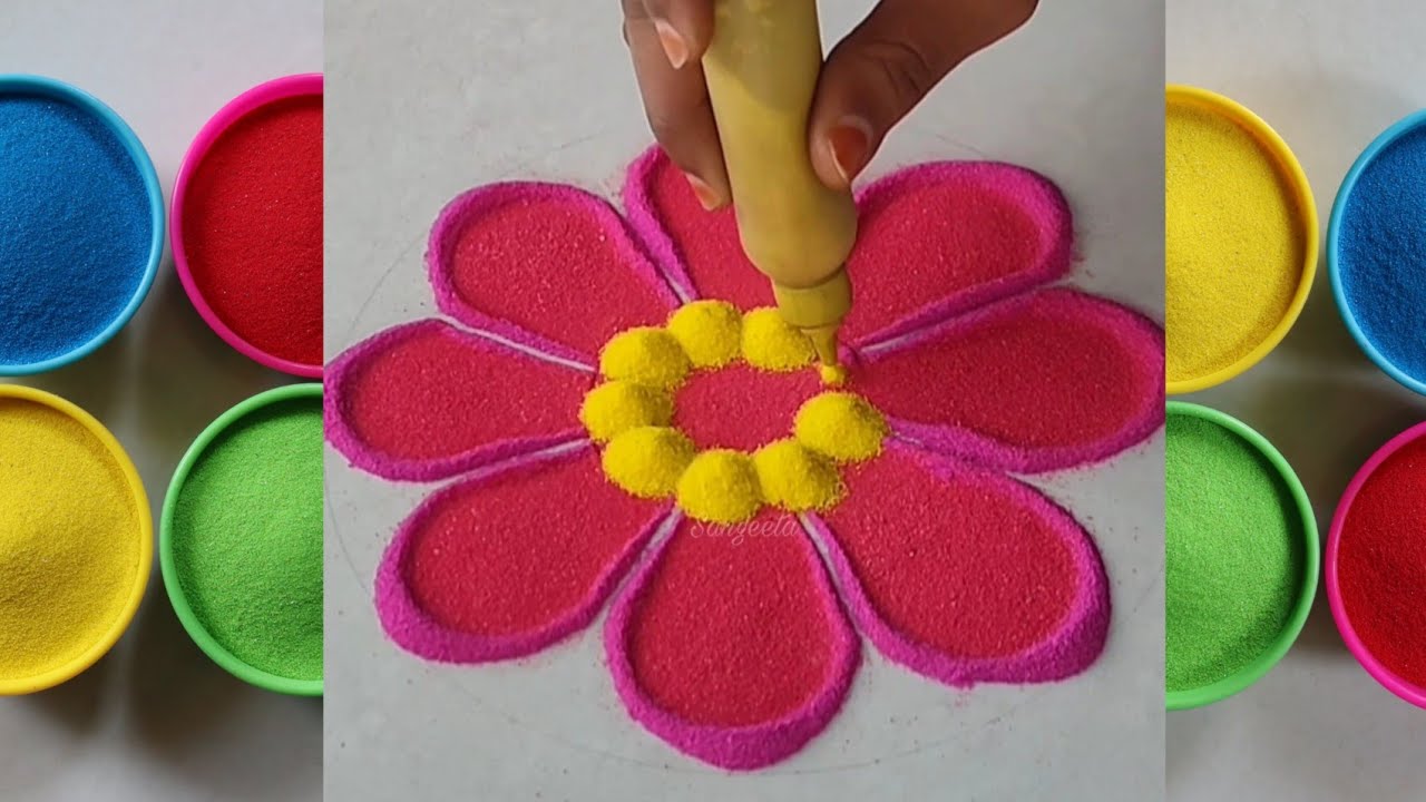 5 STUNNING AND INNOVATIVE MULTI-COLOURED RANGOLIS|| SATISFYING RANGOLI ART, RELAXING RANGOLI VIDEO
