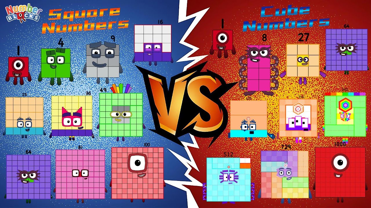 NUMBERBLOCKS SQUARE NUMBERS VERSUS CUBE NUMBERS |  MULTIPLICATION | LEARN TO COUNT | @ColorArt_id