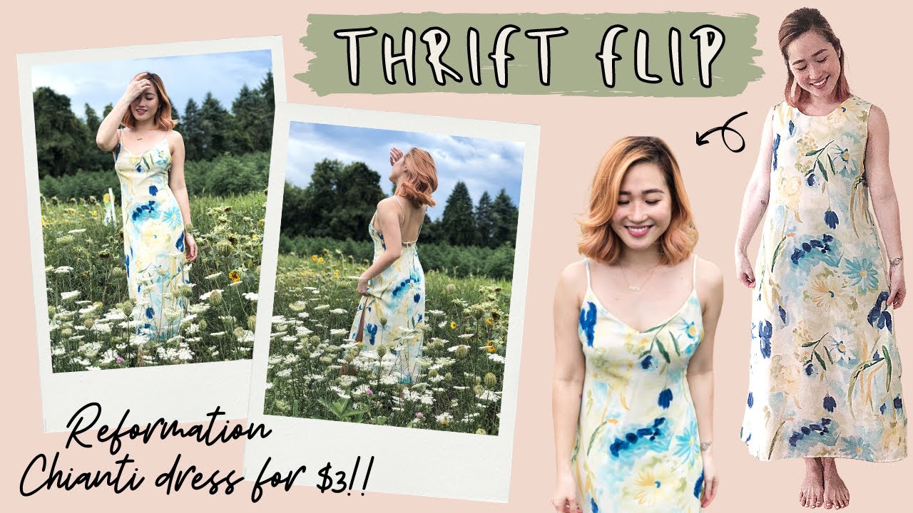 DIY Reformation Dress for $3 | UPCYCLED | THRIFT STORE CLOTHING MAKEOVER