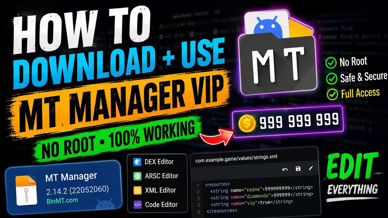 Установка и использование MT Manager VIP и полное обучение моддингу | 2026 | Без Root | Пошагово