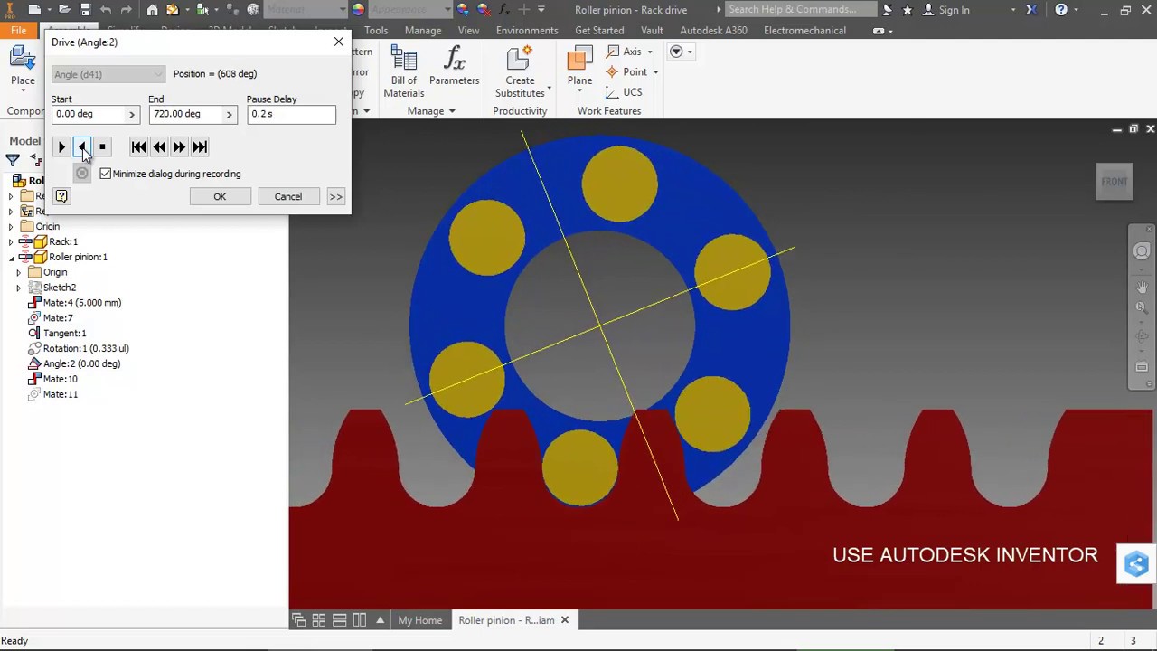 Roller pinion - rack drive | Autodesk Inventor