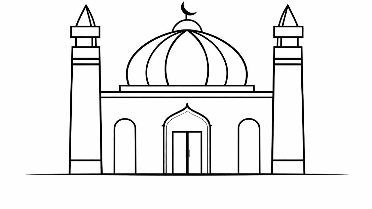 How to draw beautiful Mosque/Mosque drawing 