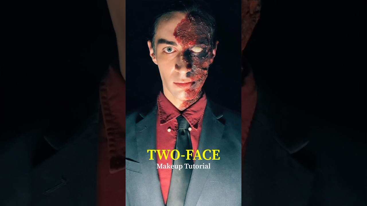 ⚠️SFX⚠️ How to do a TWO-FACE inspired makeup look! #sfx #twoface #makeuptutorial #horror #creepy