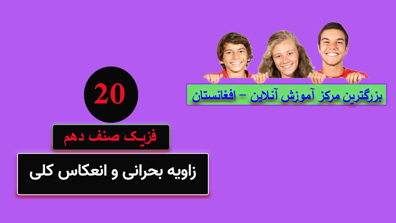 فزیک صنف دهم: درس 20 ( زاویه بحرانی و انعکاس کلی )