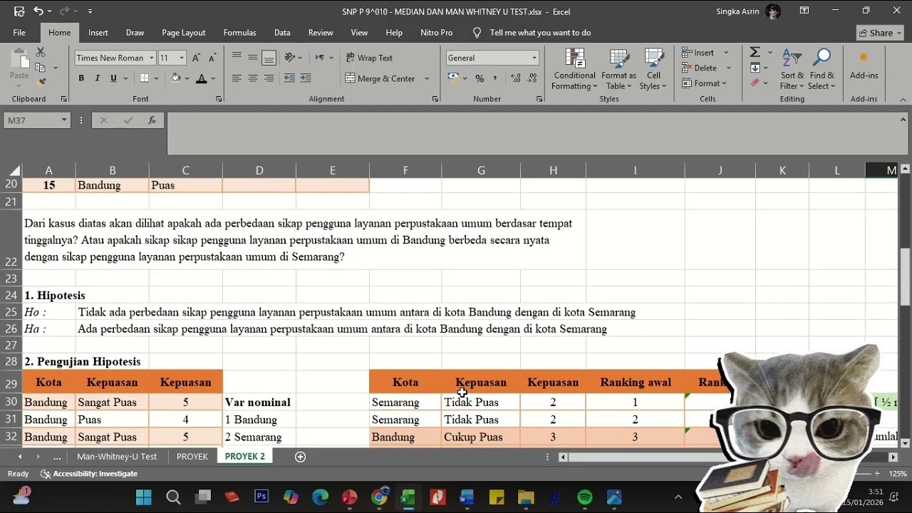 Proyek Vidio_Statistik Non Parametrik_Uji Mann Whitney-U_Singka Asri Nyawiji_5A
