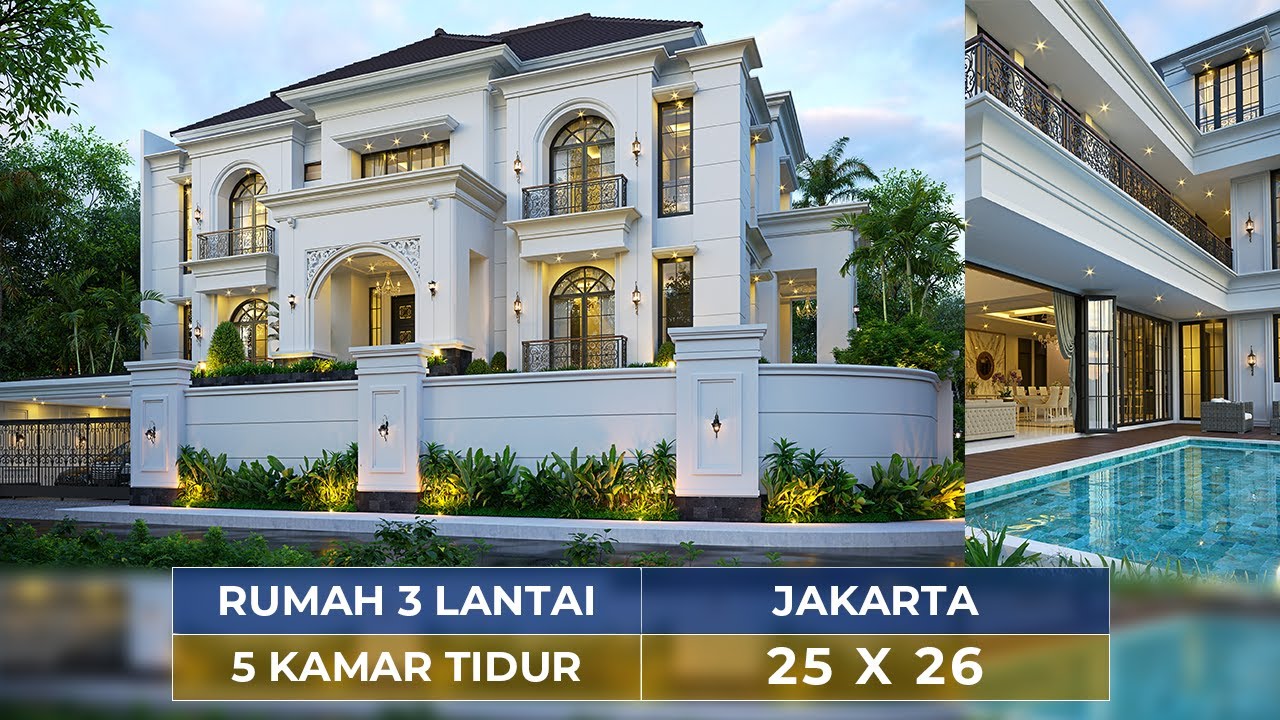 DESAIN RUMAH MODERN KLASIK IDAMAN! MEWAH LUAR DALAM DENGAN 5 KAMAR TIDUR DI JAKARTA! - JASA ARSITEK