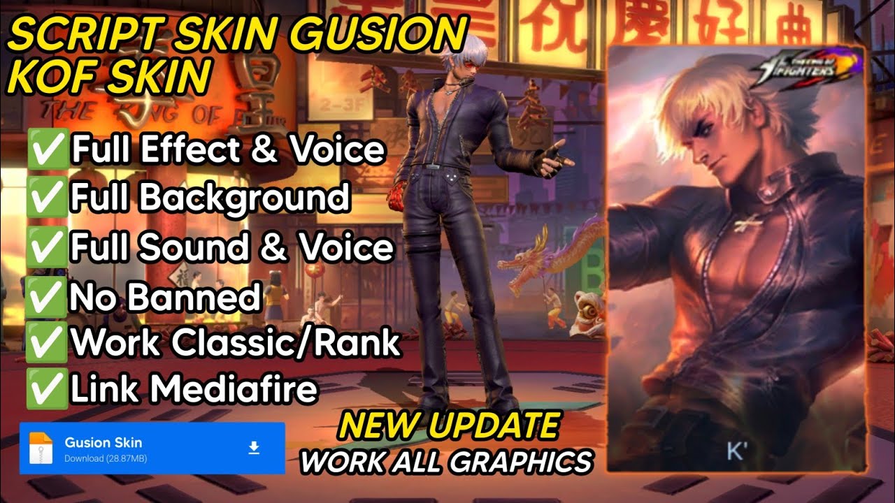 NEW! Script Skin Gusion - K' Gusion | No Password | Full Effect & Voice | New