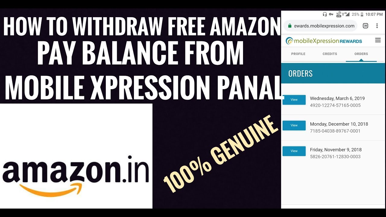 How to Withdraw 300 Rs Amazon E Gift card from Mobile xpression panal (proof)