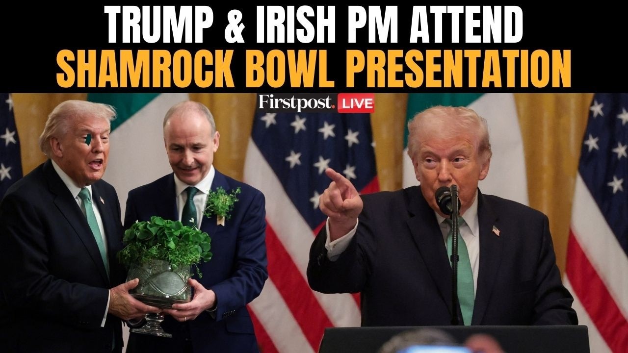 Trump LIVE: Trump, Irish PM Martin Participate in Shamrock Bowl Presentation | US Iran War