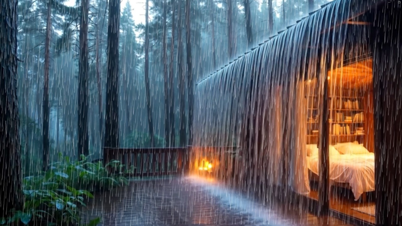 Rain Sounds for Peaceful Sleep in a Cozy Forest Bedroom, Calm Atmosphere for Deep Rest