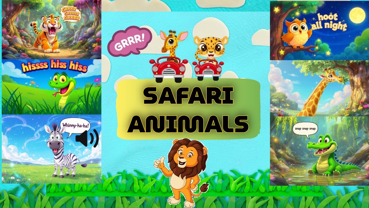 Safari Animals for Kids | Wild Animals and Sounds | Kids Rhymes | Preschool Learning Videos