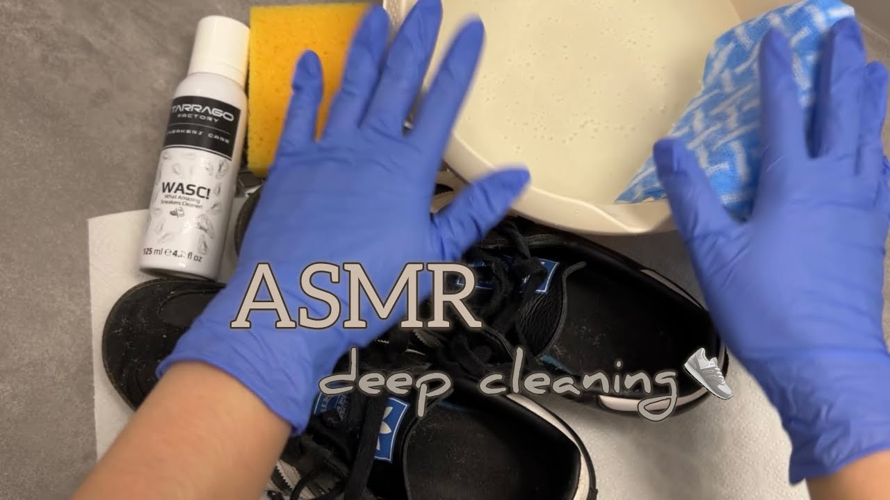 ASMR deep cleaning sneakers 👟очищаю старые кроссовки🫣😅🤪#deepcleaning #sneakers #soundsforsleep #asmr