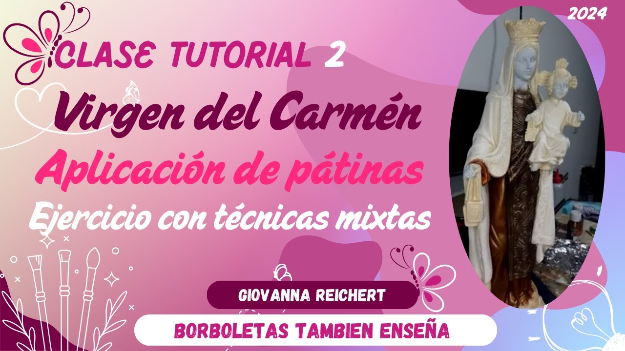 Virgen del Carmen Parte 2 aplicando patinas sobre el traje ejercicio en técnicas mixtas.