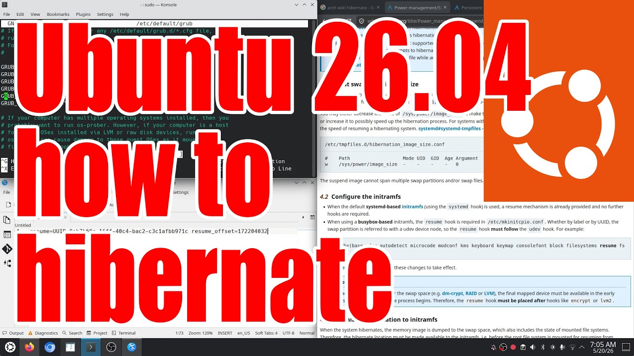 Ubuntu 26.04 how to hibernate tutorial - May 2026 - 7f5719b0