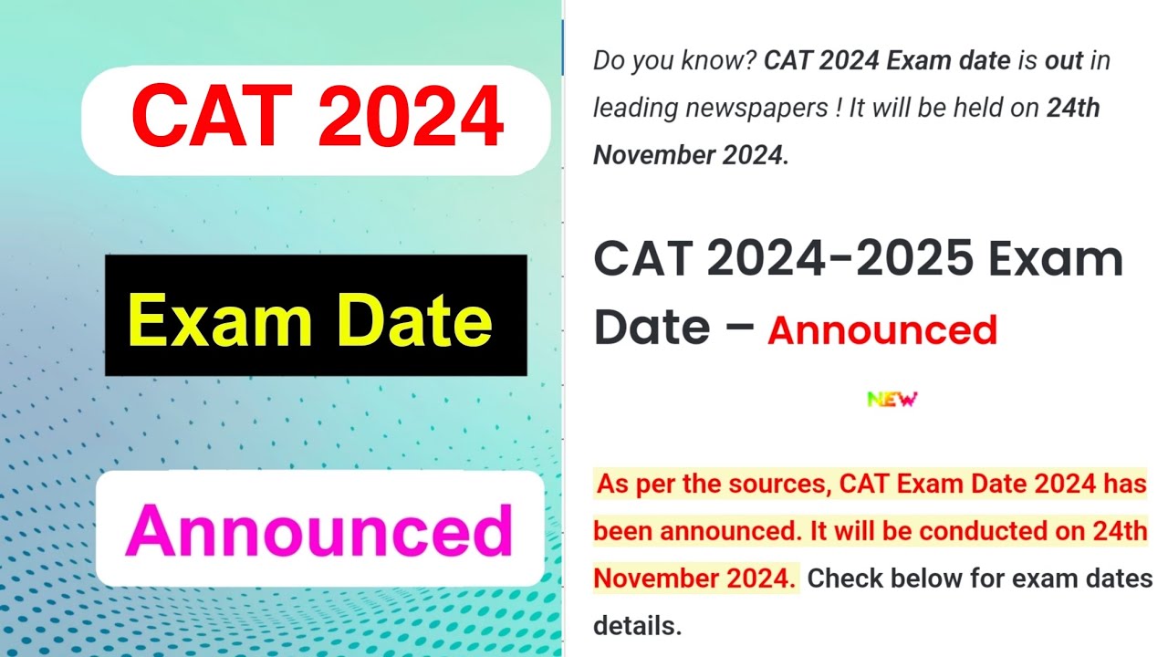 CAT 2024 Exam Date Announced | CAT Exam Date Full Details 2024 | MDE
