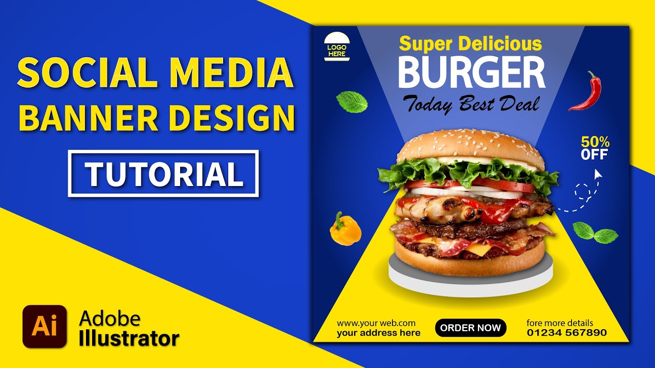 Burger Best Deal Menu Poster Design | Adobe Illustrator CC