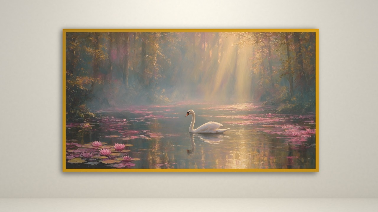 4K Majestic Swan on Lily Pond | Impressionist Oil Painting for TV | 3 Hours No Music Silent Art