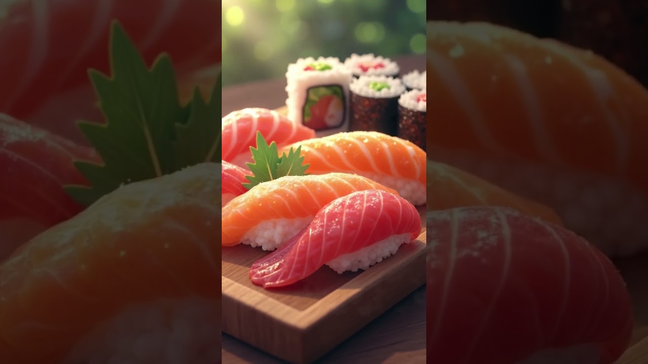 Lofi As Bright Colors Wrap Around A Perfect Sushi Platter