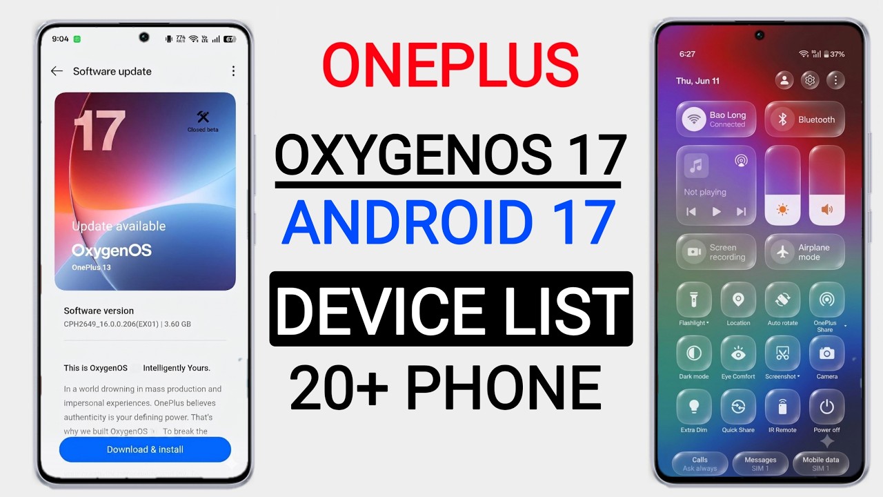 OnePlus OxygenOS 17 Update - Device List Android 17 for 15, 15R, 13, 13T, 13R, 12, 12R, Nord 5, N...