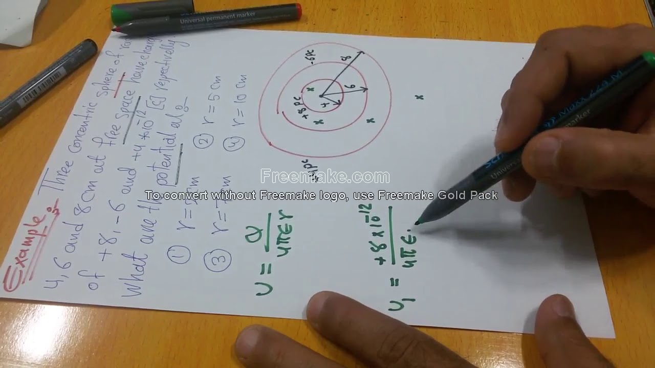 Electrostatic 17: Electric Potential-Example مثال على كيفية حساب الجهد الكهربائي بسبب كرة مشحونة