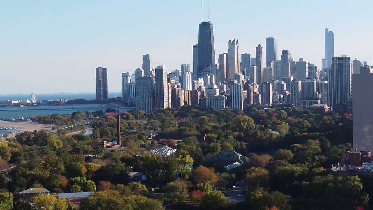October 26, 2025. 4:15 PM. Unedited drone. North Pond, Lincoln Park, Chicago.