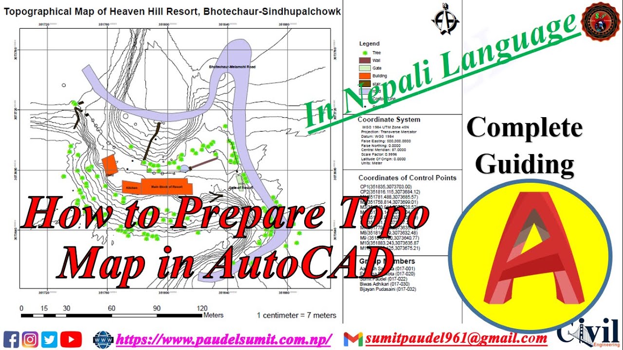 Topo Map Preparation from Survey Data in AutoCAD || Complete Video || Nepali Language