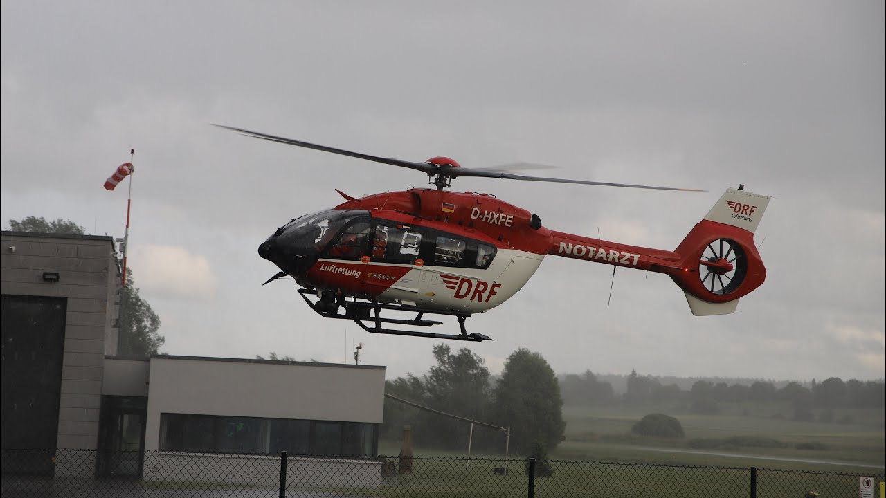 Christoph 80 Weiden Anflug aufs LRZ bei Starken Regen und Wind.     @DRFLuftrettungTV