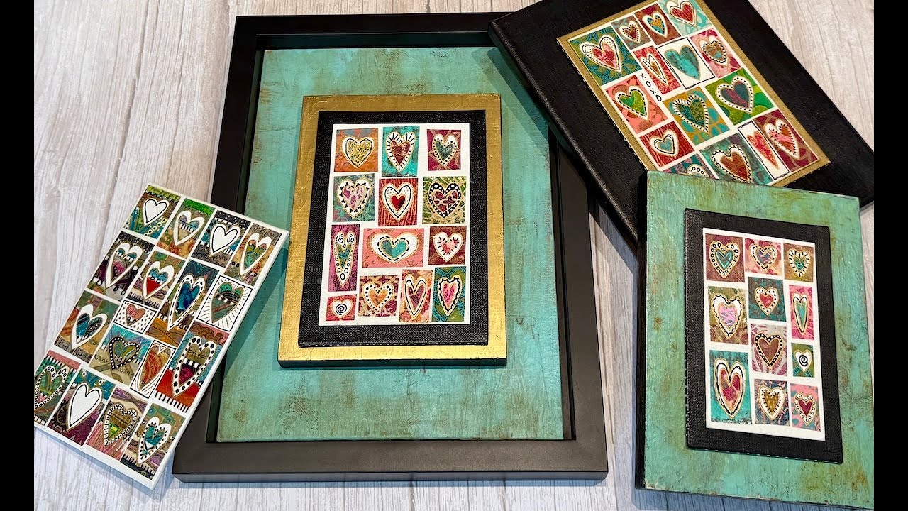 Gel Print Art Ep. 33: Gel Print HeART Collage and Ideas For Finishing and Framing