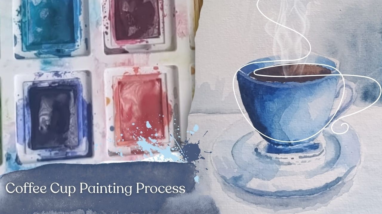 Watercolor Coffee Cup Painting Process | Timelapse